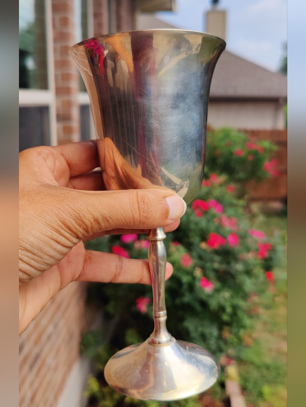 Vintage Silver Goblet Cup - Shiny Metallic Finish - Picture 3 of 7